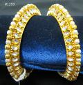 Indian Designer Golden Bangles w/ Stone Work Size 2.8